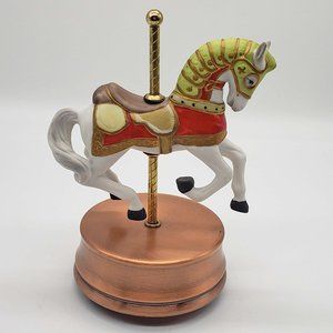 Aldon Hand Painted Porcelain Music box Carousel Ho
